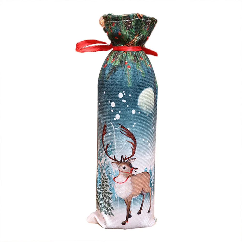 Крышка для бутылки с красным вином пакеты Снеговик Санта Клаус рождественские украшения Рождество - Цвет: F