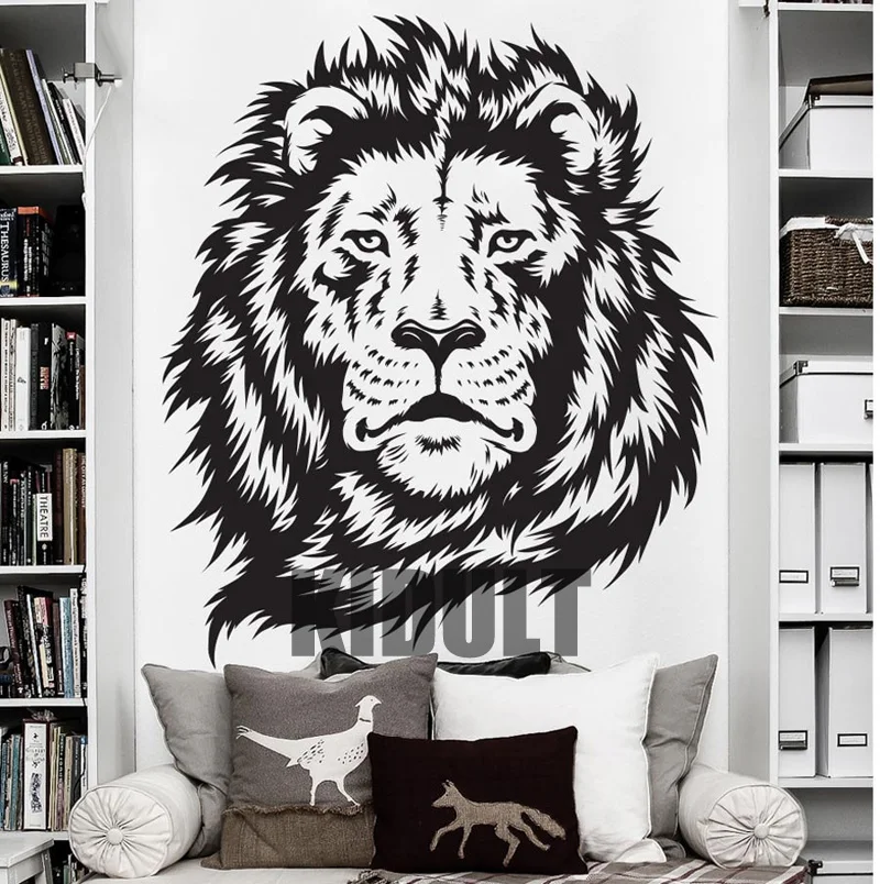 Creative Wall Sticker Lion Lions Animal Avatar Backdrop Wall Sticker