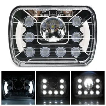 

Rectangle 5x7 7x6 Dual Beam Crystal Clear chrome Sealed LED Headlights DRL 55w Sealed Beam For jeep wrangler Off-road