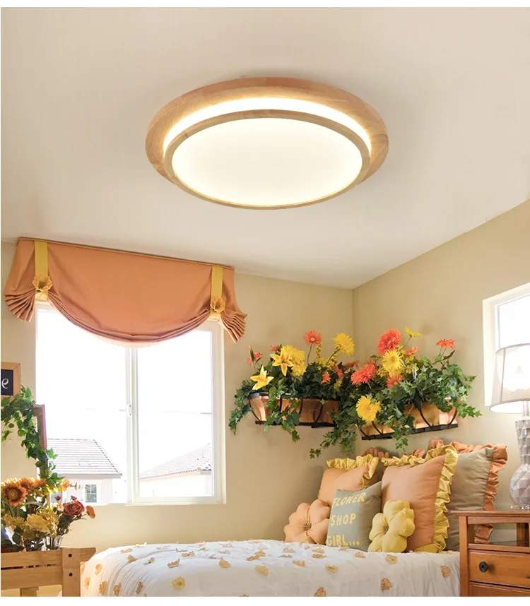buy Japan Delicate round solid Wooden Frame led ceiling lights luminarias para sala dining room bedroom kitchen ceiling light