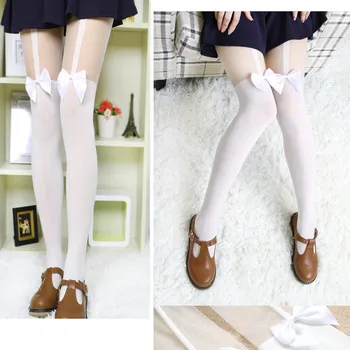 

New Arrival Vintage Tights Bow Pantyhose Tattoo Mock Bow Suspender Soft Sheer Stockings Popular Style Women's Pantyhose Sokken