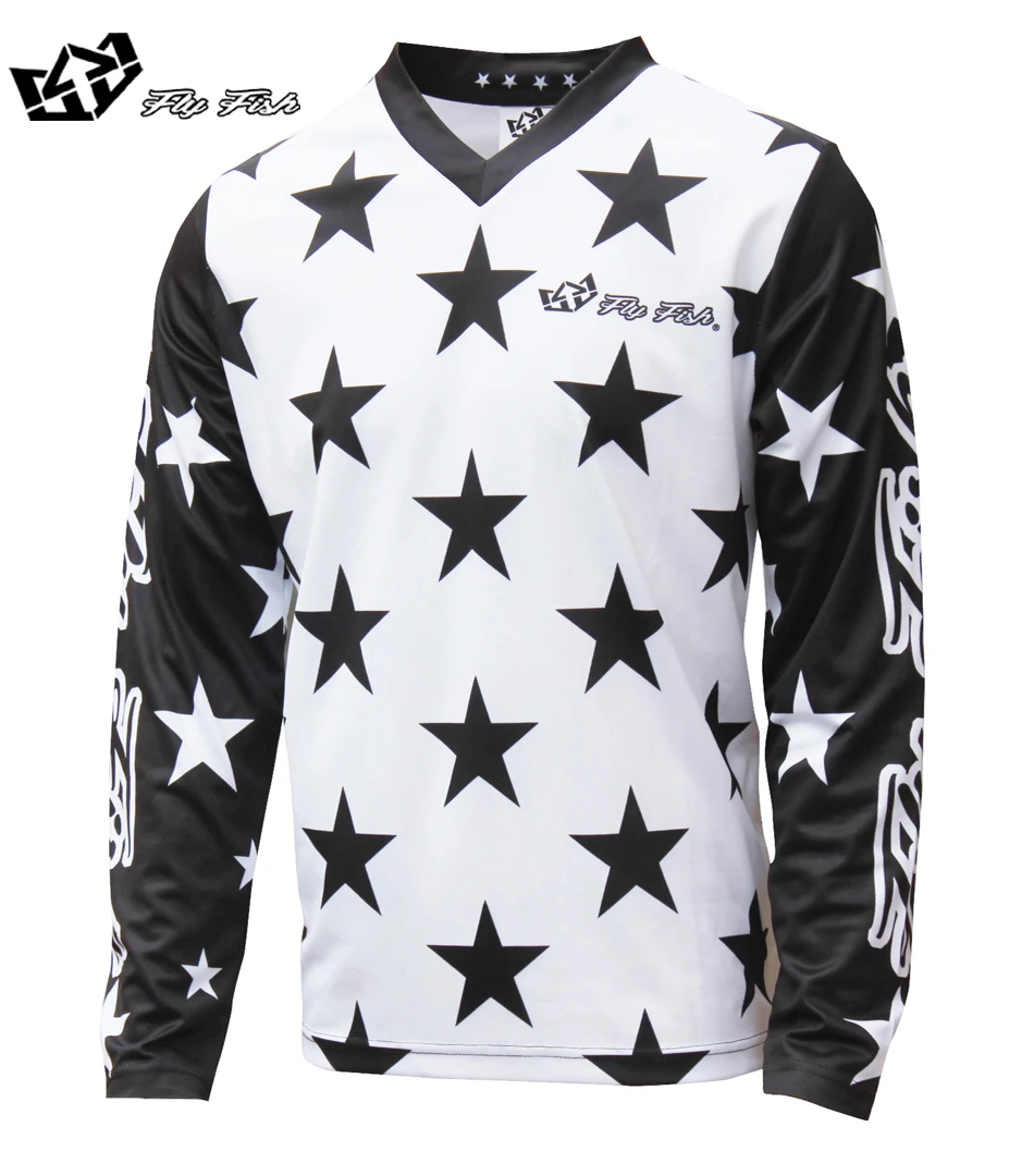 FLY FISH RACING GP Star Mens MX вездеходное трико белый/черный футболка для горного велоспорта MX MTB футболка Джерси велосипед Велоспорт
