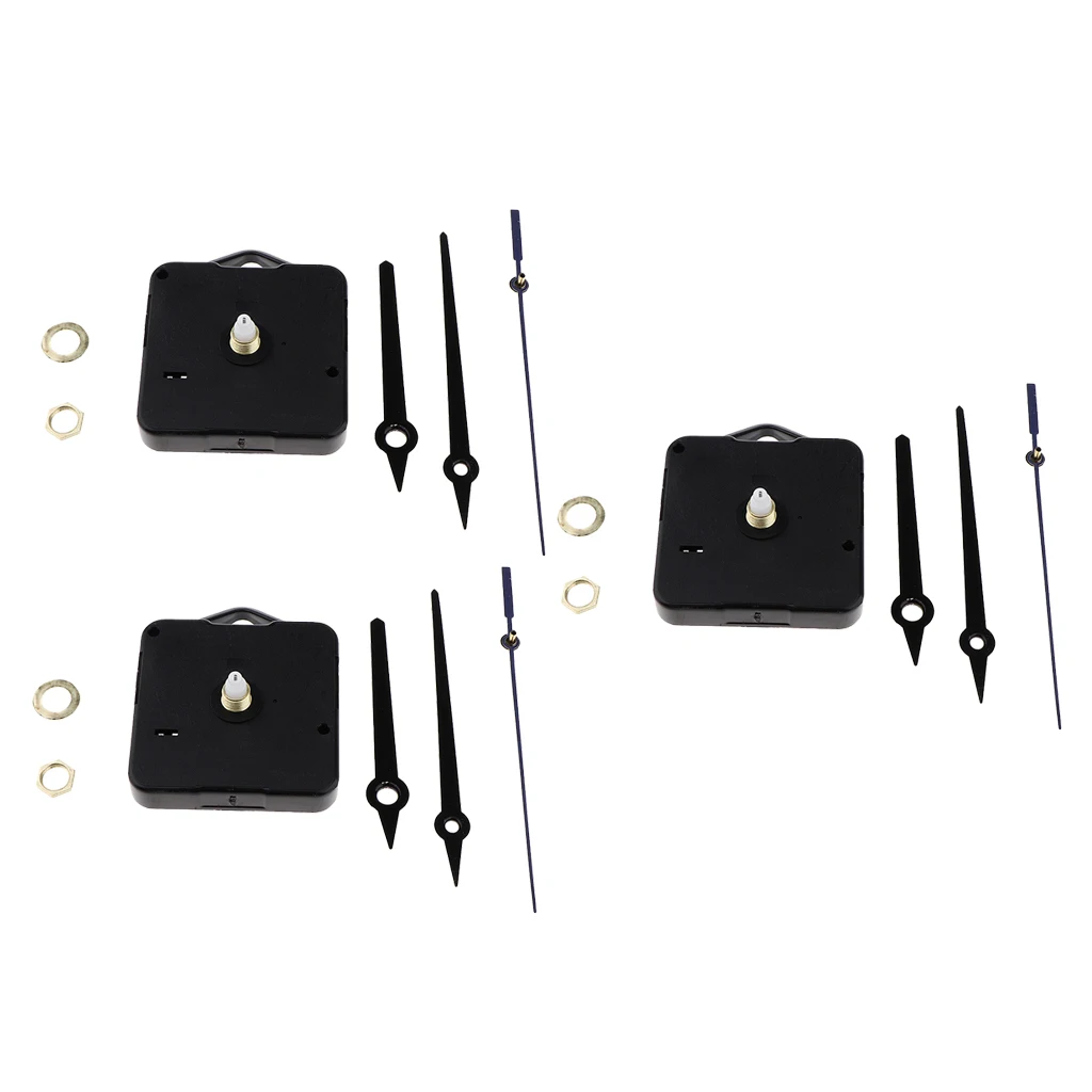 3 Pcs Long Pointers Quartz Wall Clock Movement Mechanisms with Hands Battery Powered Clock Kit for DIY Clock Replacement