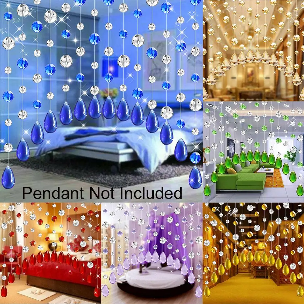 

1m Faux Crystal Glass Rose Bead Strip String Curtain Living Room Bedroom Door Wedding Decor Valance Home Decoration gift