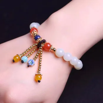 

Natural and nephrite white jade bracelet1296#