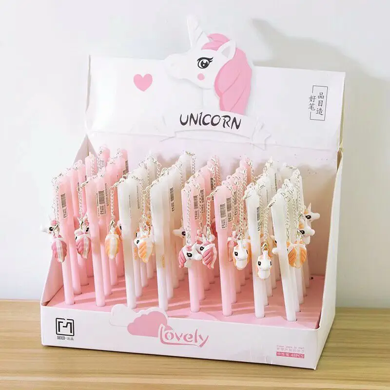 

2 pcs/lot Lovely Unicorn Pendant Gel Pen Promotional Gift Stationery School & Office Supply