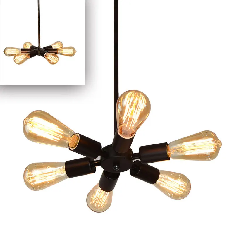 

Creative 3/6 Heads Fan Style Ceiling Light Retro Industrial Wind Iron E27 Ceiling Lamp For Restaurant Bar Cafe Apartment Foyer