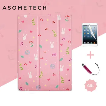 

Cartoon Romantic Pink Rabbit Case for ipad 2018 9.7 air 1 2 Leather fundas for ipad 2 Mini 1 2 3 Lovely Smart Stand Cover Cases