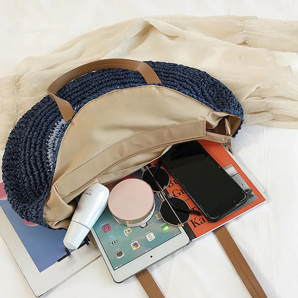 Aelicy,, женская Соломенная круглая пляжная сумка из ротанга, Ретро стиль, ручная сумка, женские винтажные сумки, Ретро сумка для покупок