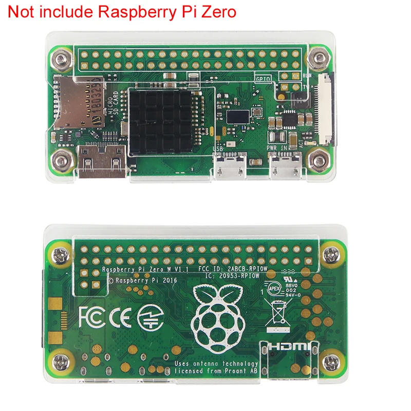 Raspberry Pi Zero W 4 в 1 комплект Акриловый чехол+ радиатор+ отвертка+ разъем GPIO для Raspberry Pi Zero V1.3