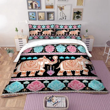 

Elephant printed Bedding Set for comforter twin queen Sizes Duvet Cover set with pillowcases Indiana style bed linens set new