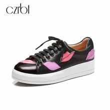 CZRBT/весенне-осенняя женская обувь на плоской платформе из коровьей кожи повседневная женская обувь черного и белого цвета на шнуровке с круглым носком и перекрестной шнуровкой