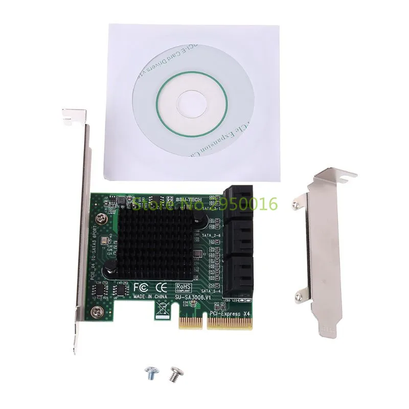 PCI-e PCI Express для SATA 3,0 III 3 SSD PCIe 6 портов Плата расширения карты адаптер Raiser низкий кронштейн C26