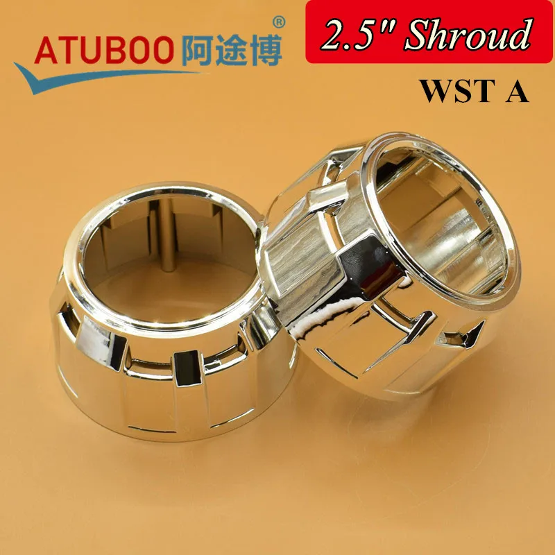 

2pcs/Lot,,Good Quality 2.5" Mini H1 projector lens shroud shell bezel mask gating gun cover for car headlight Silver Color