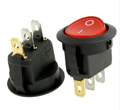 Бесплатная доставка 5 шт. красный свет ВКЛ-ВЫКЛ SPST Круглый кулисный переключатель