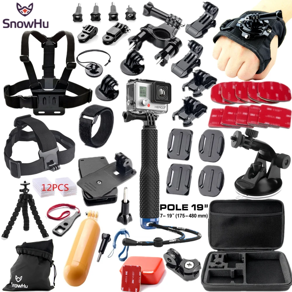 Аксессуары snowhu для GoPro Набор для go pro hero 8 7 6 5 4 комплект селфи палка для Eken h8r для xiaomi для yi 4K EVA чехол GS38 - Цвет: GS38B