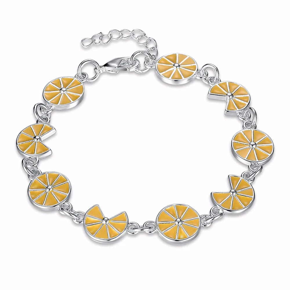 

High-quality 925 stamped silver plated Fruits Lemon Charm Bracelets For Women Summer Creative Fashion Jewelry Pulseiras de Prata