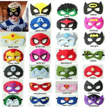 

Hot 500pcs/set Creative Cartoon Super Hero Masquerade Mask Children's Day Party Supplies Christmas Halloween Felt Mask For Kids