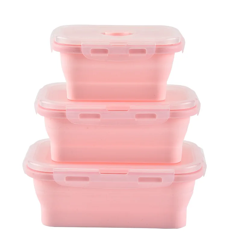 Силиконовая чаша коробка для хранения обеда лоток для еды складной нетоксичный твердый портативный школьный чаша Joint чаша контейнер для хранения еды 3 шт./компл