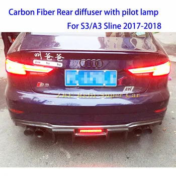 

high quality real carbon fiber Car twopair outlet rear diffuser bumper For Audi A3 Sline S3 2017-2018 sedan