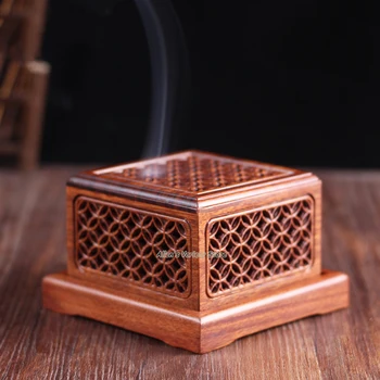 

Hollowed Burner Vietnamese rosewood furnace Solid wood Coils incense Censer Thurible Coil Incense burner Carved Wooden Burner