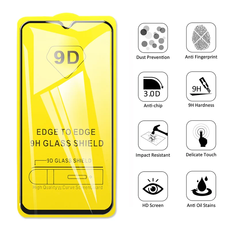 Защита экрана для Samsung Galaxy M10 M20 M30 A10 A20 A30 A40 A50 A60 A70 A80 A90 9D полное покрытие защитная