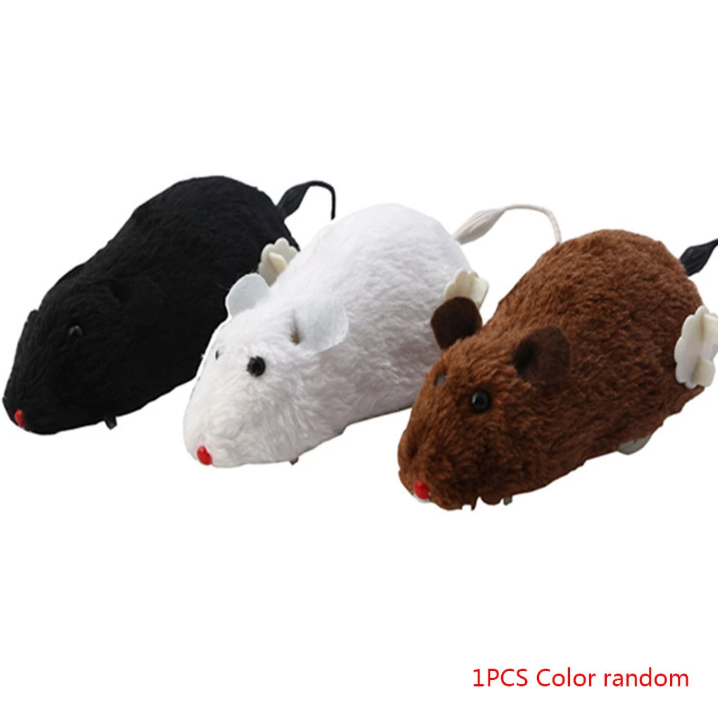 Wind-up Racing Mouse Plush Pet Mouse Teaser Toy Realistic Looking Running Mice Toy Random Color