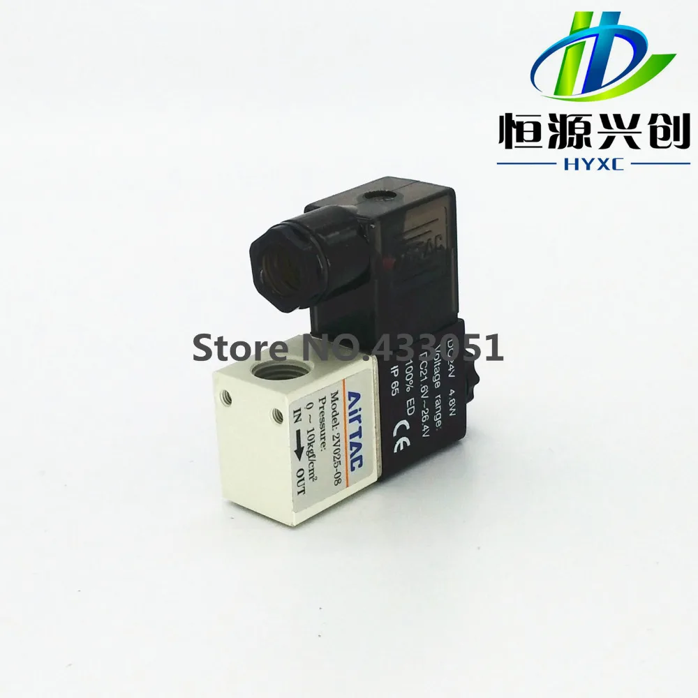 2V025-08 24V DC 2 порта 2Pos PT 1/4 нормально закрытый Соленоидный клапан катушки Led