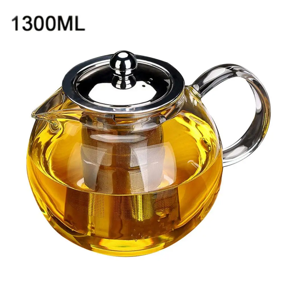 

650ml 960ml 1300ml Heat Resistant Glass Teapot Flower Tea Set Kettle Coffee Tea Pot Drinkware Set Stainless Steel Strainer