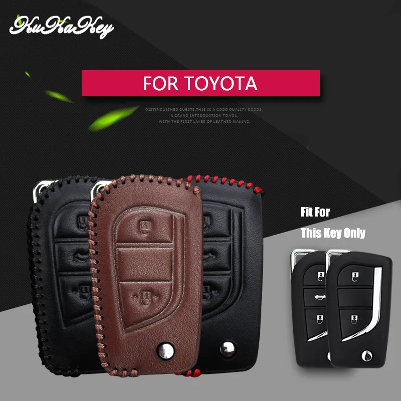 

Rea Leather Car Smart Key Cover Case For Toyota Chr C-hr Crown Avensis Auris Corolla Prius RAV4 3 Buttons Key Shell Funda Llave