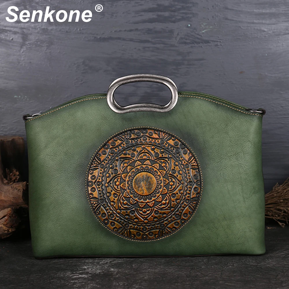 

Laptop Briefcase for Women Genuine Leather Woman Notebook Handbag Vintage Ladies Shoulder Bag Tote Handmade Work Bags Women