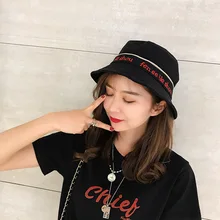 Новая Рыбацкая шляпа Женская Весенняя и летняя Корейская Вышивка буквы дикий козырек уличная хип хоп Мужская Солнцезащитная Панама бини