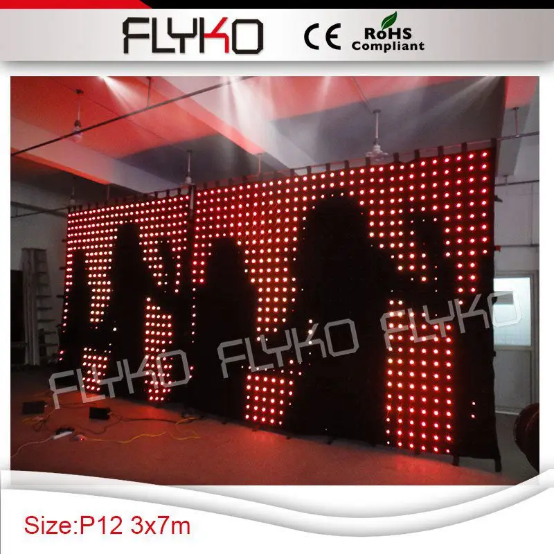 

Free shipping P12 3*7m flashlight led video curtain for concert dj decoration
