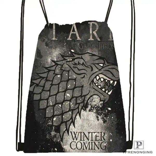 Custom gray the game of thrones 01 Drawstring Backpack Bag Cute Daypack Kids Satchel Black Back