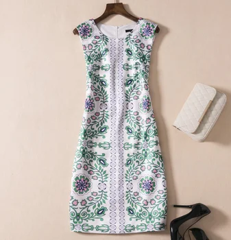 

Paisley Print Women Sheath Dress Elegant Sleeveless Sexy Mini Dresses F6514
