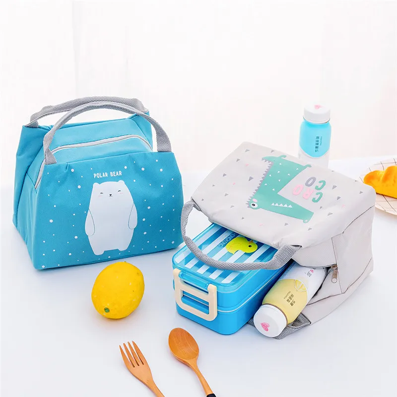 

New Insulation Oxford Lunch Bag Waterproof Thermal Food Storage Cooler Picnic Bag Cute Cartoon Cat Tote Lunch Box Handbag