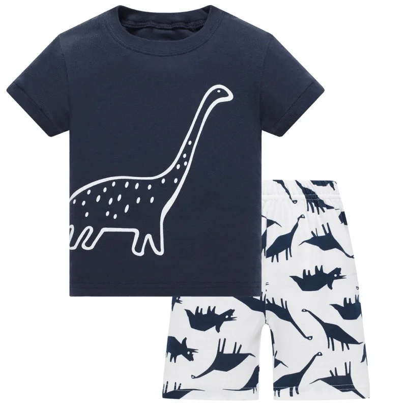 Retail! Brand Summer Kids Boys Whale Print Pajamas Short Sleeve Set Cartoon Pijamas Sleepwear Toddler Pyjamas Clothing