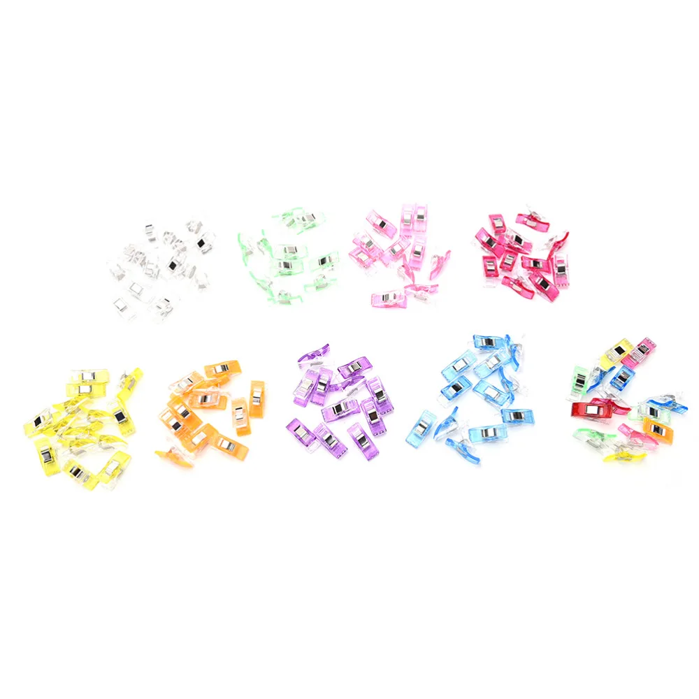 

50PCS 9Colors PVC Plastic Clips For Patchwork Sewing DIY Crafts, Quilt Quilting Clip 2.7*1CM