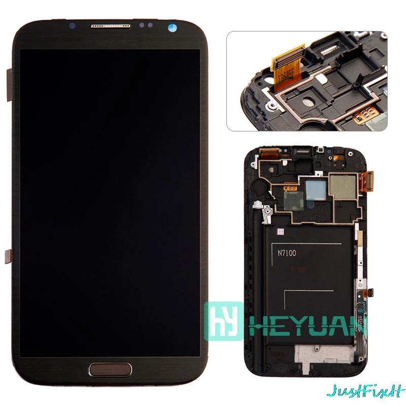 

For Samsung Galaxy Note 2 Note2 N7100 N7105 LCD Display Touch Screen Digitizer Assembly Frame Super AMOLED with Back case