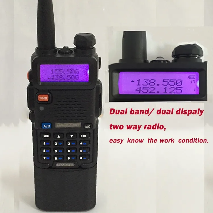 2 PCS Two Way Radio Walkie Talkie Baofeng uv-5r 3800 Battery For CB Ham Radio Station uv 5r VOX Comunicador Portable Radio Sets hunting walkie talkies