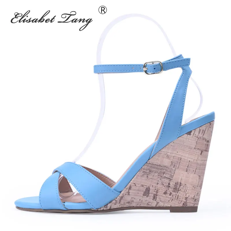 

ElisabetTang Shoes Women Sandals Summer Open Toe Fish Head High Heels Wedge Sandals Female Shoes Sexy Slingback Party Dress Shoe