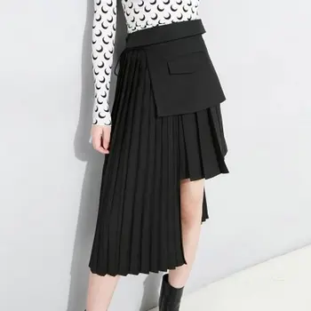 Women Asymmetrical Pleated Lace-up Skirt Pink/Black Women's Skirt Streetwear Hip Hop Punk MIni Skirt Business Suit Style Skirt lace insert scalloped asymmetrical hem skirt