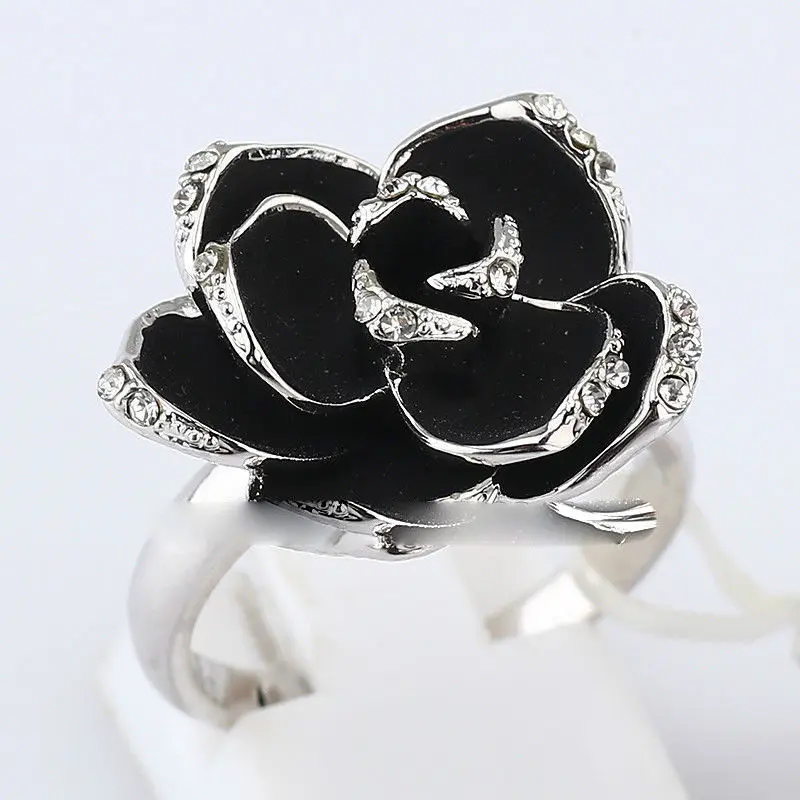

Fashion Flower Black Ring Use Size 18mm
