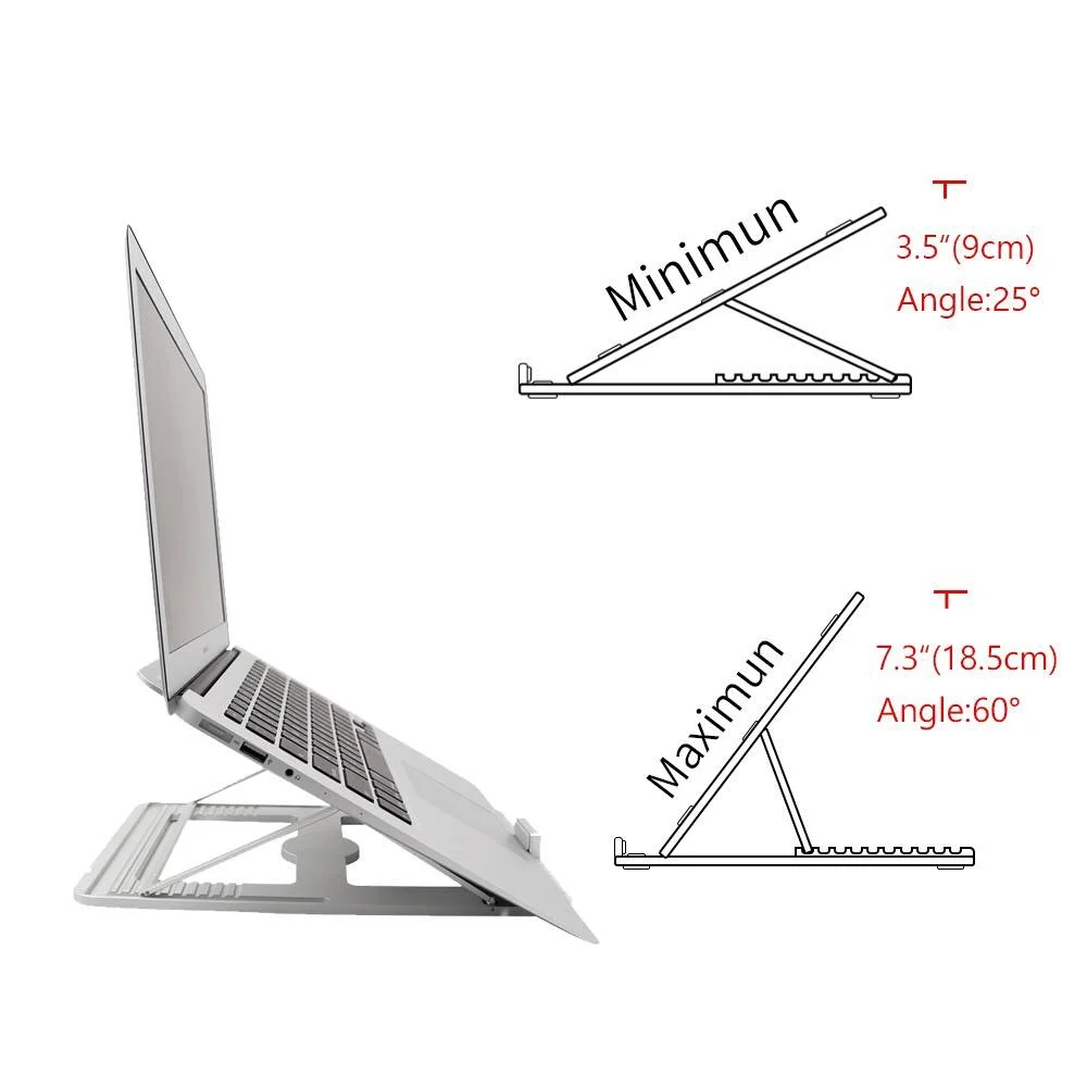 10 Gears Adjustable Aluminum Laptop Stand Holder Suporte For Macbook Air Pro 13.3 15.4 Cooling Office Desk Dock Riser Stand Tray 10 Gears Adjustable Aluminum Laptop Stand Holder Suporte For Macbook Air Pro 13.3 15.4 Cooling Office Desk Dock Riser Stand Tray