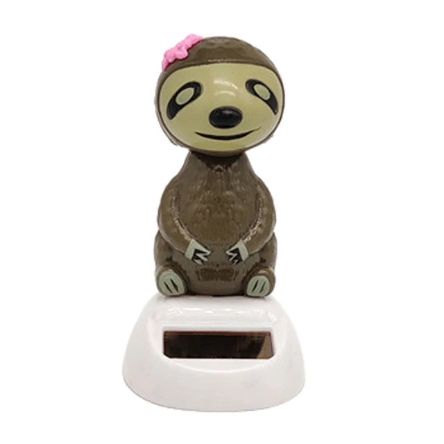 Cartoon Solar Powered Tree Sloth Figurine - Nodding Dancing Swing Animal Model Kids Educational Toy Home Desk Decor 4