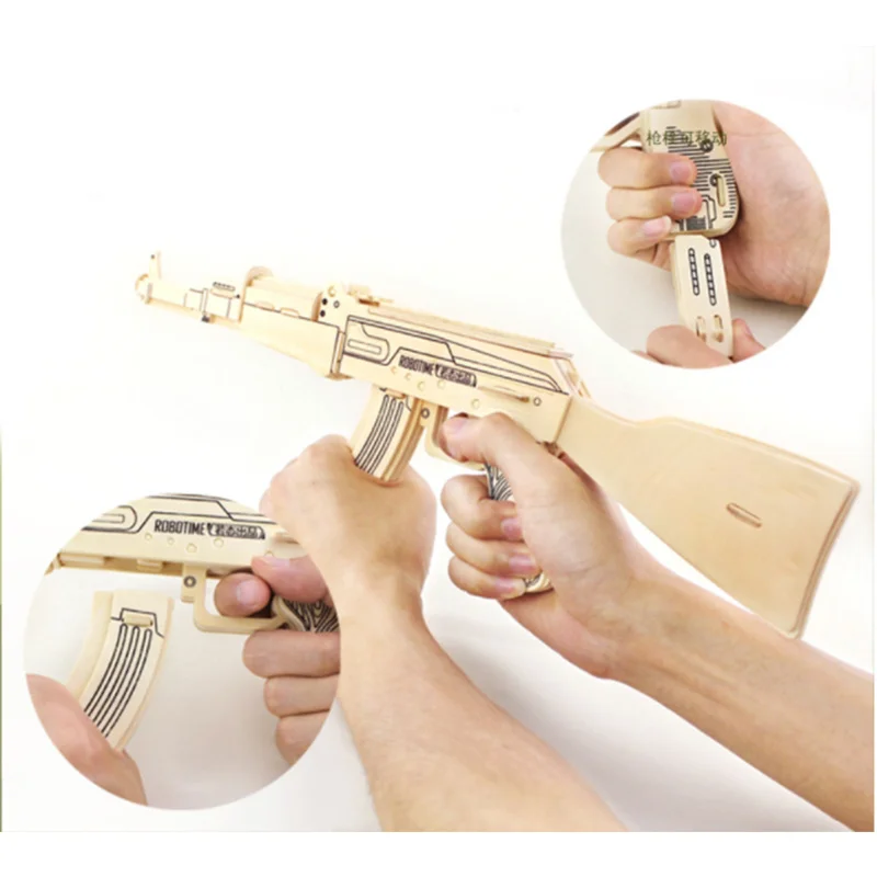 

3D Wooden Vertical Volume Wood Puzzle Wooden Pistol Model Children's Educational Toys 4-9 Years Old Boy Assembly Toy Gun