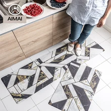Европейский геометрический супер уютная форма ПВХ кожаные коврики Нескользящие маслостойкие моющиеся прочные кухонные коврики прикроватный коврик дорожка