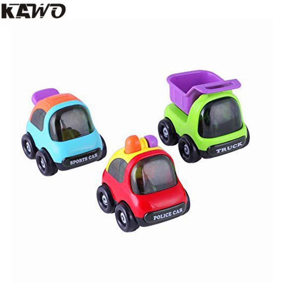 KAWO Set 3 Dorong Dan Pergi Gesekan Mainan Mobil Bertenaga Mini