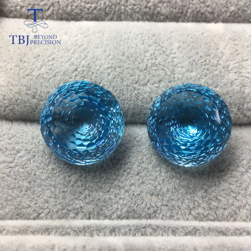 Tbj,natural loose blue topaz gemstone round 18mm 52.85ct bird's nest loose gemstone for diy earring perfect match Tbj,natural loose blue topaz gemstone round 18mm 52.85ct bird's nest loose gemstone for diy earring perfect match