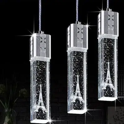 

New Modern 3 Head LED Lights Bubble Crystal Column Pendant Lamp Light Lighting